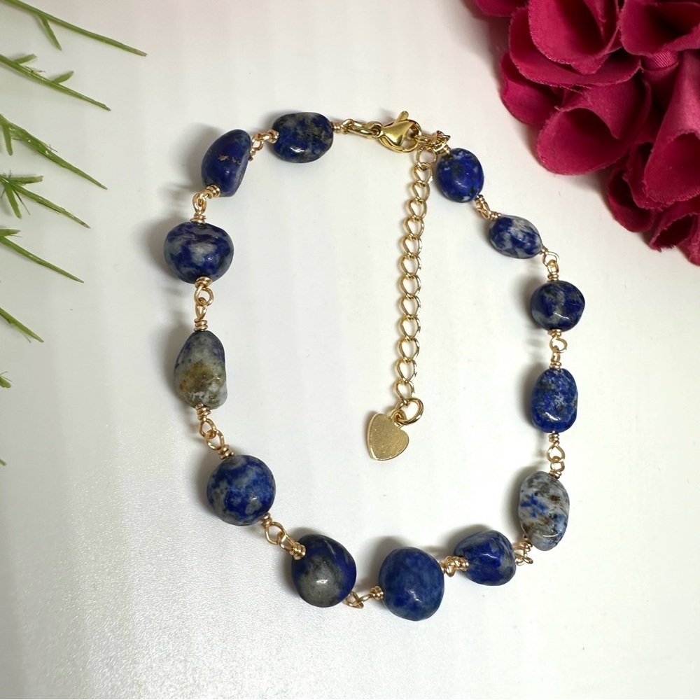 NEW⚜️Lapis Lazuli Gemstone Beaded Bracelet - Picture 2 of 5